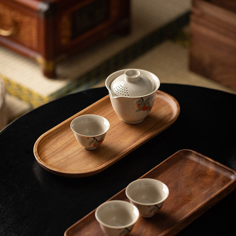 Japanese Snacks - 1pc Tableware Solid Wood Round Dessert